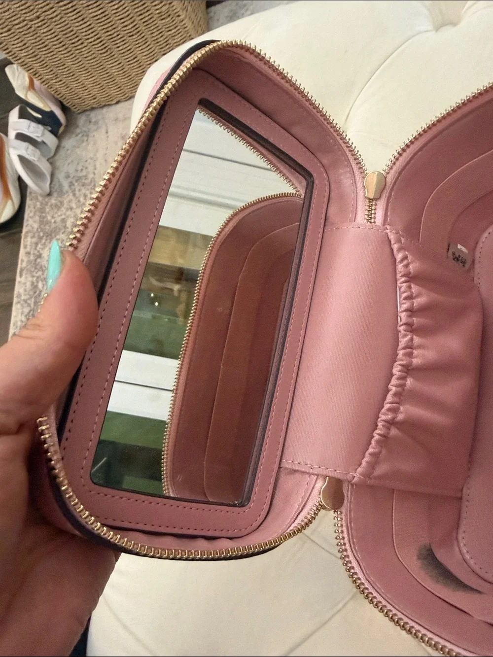 Coach Pink Signature Vanity Cosmetic Case with Top Handle